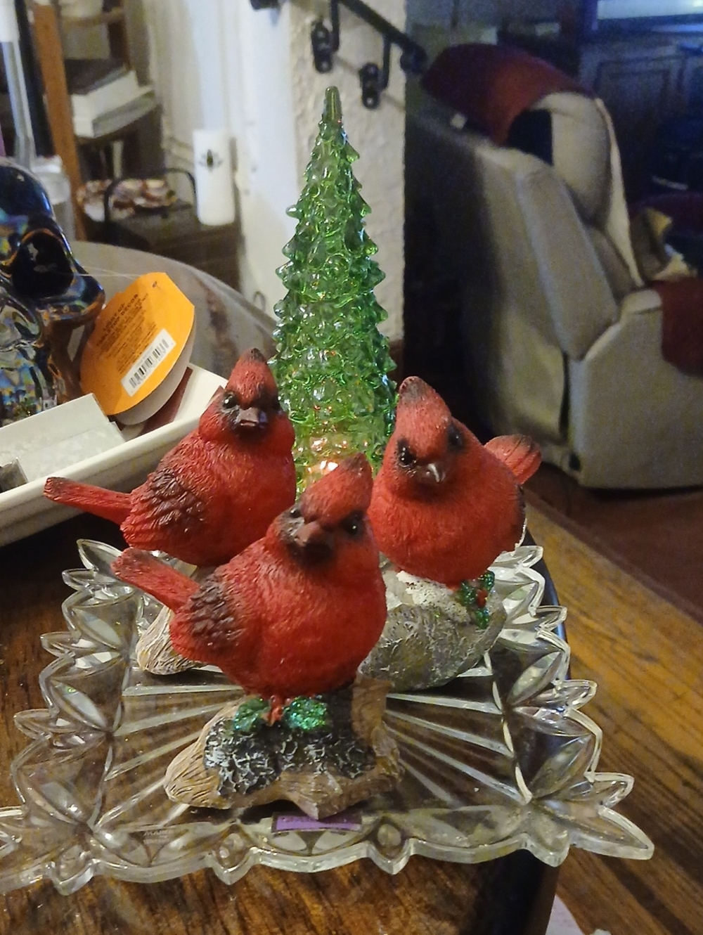 Handcrafted Red Cardinal Figurines Set Of 3